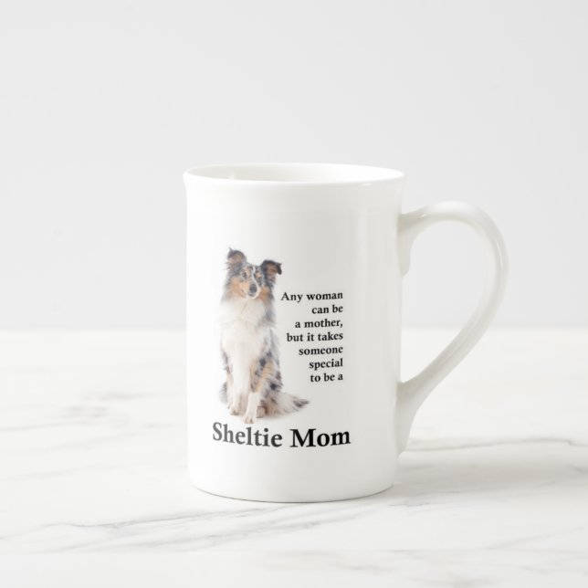 Blue Merle Sheltie Mom Bone China Mug (Right)