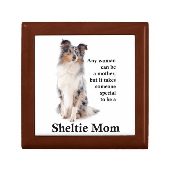 Blue Merle Sheltie Mom Tile Box (Front)