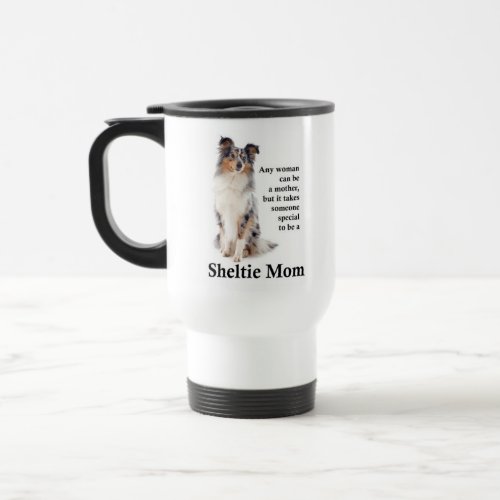 Blue Merle Sheltie Mom Travel Mug