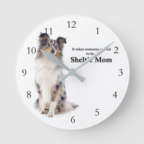 Blue Merle Sheltie Mom Wall Clock