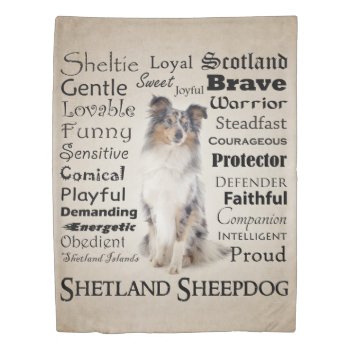 Blue Merle Sheltie Traits Duvet Cover by ForLoveofDogs at Zazzle