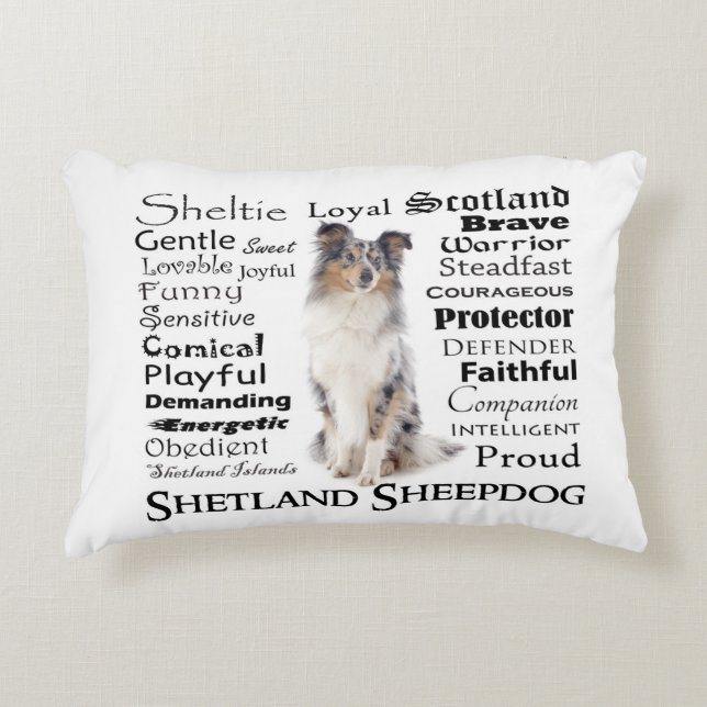 Blue Merle Sheltie Traits Pillow (Front)