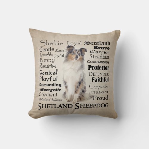 Blue Merle Sheltie Traits Pillow