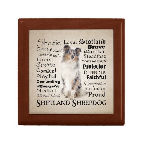 Blue Merle Sheltie Traits Tile Gift Box