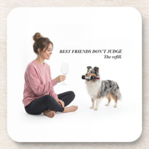 Blue Merle Sheltie Wine Best Friend Beverage Coaster
