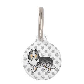 Blue Merle Shetland Sheepdog And Paws &amp; Pet's Info Pet ID Tag