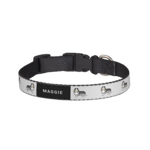 Blue Merle Shetland Sheepdog Cartoon Dog & Name Pet Collar