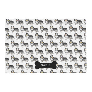 Blue Merle Shetland Sheepdog Dog Pattern & Name Placemat