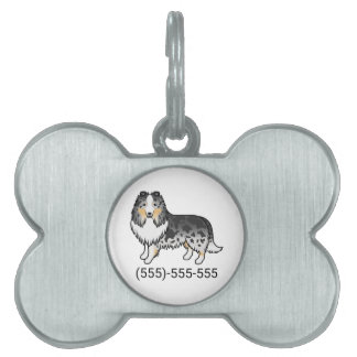 Blue Merle Shetland Sheepdog Dog &amp; Phone Number Pet ID Tag