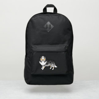 Blue Merle Shetland Sheepdog Sheltie Cartoon Dog Port Authority® Backpack