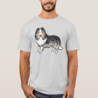 Blue Merle Shetland Sheepdog Sheltie Cartoon Dog T-Shirt