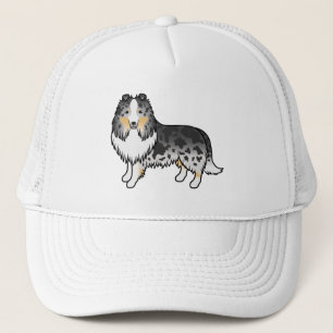 Blue Merle Shetland Sheepdog Sheltie Cartoon Dog Trucker Hat