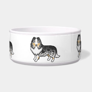 Blue Merle Shetland Sheepdog Sheltie Cartoon Dogs Bowl