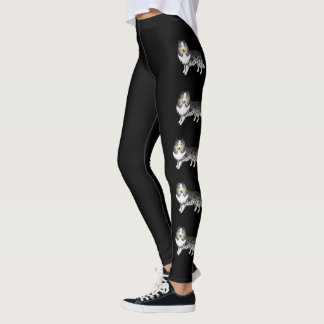 Blue Merle Shetland Sheepdog Sheltie Cartoon Dogs Leggings