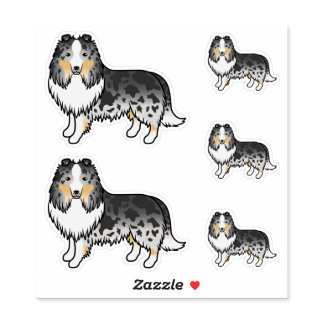 Blue Merle Shetland Sheepdog Sheltie Cartoon Dogs Sticker