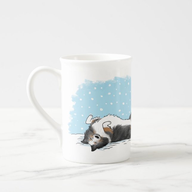 Blue Merle Shetland Sheepdog Sheltie Dog Holiday Bone China Mug (Left)