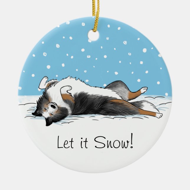 Blue Merle Shetland Sheepdog - Sheltie Holiday Ceramic Ornament (Front)