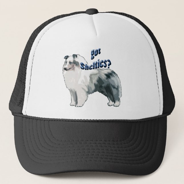 Blue Merle shetland Sheepdog Trucker Hat (Front)