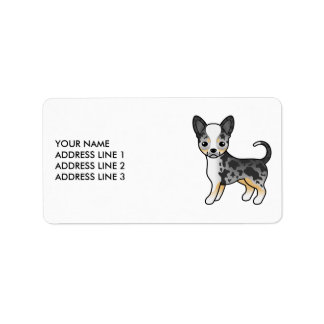 Blue Merle Smooth Coat Chihuahua Cute Cartoon Dog Label