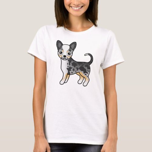 Blue Merle Smooth Coat Chihuahua Cute Cartoon Dog T_Shirt