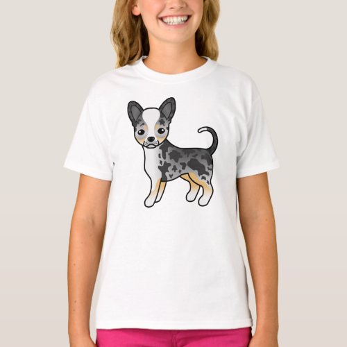 Blue Merle Smooth Coat Chihuahua Cute Cartoon Dog T_Shirt