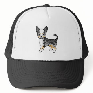 Blue Merle Smooth Coat Chihuahua Cute Cartoon Dog Trucker Hat