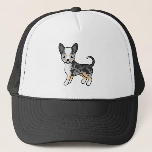 Blue Merle Smooth Coat Chihuahua Cute Cartoon Dog Trucker Hat