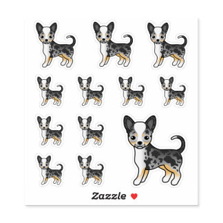 Blue Merle Smooth Coat Chihuahua Cute Cartoon Dogs Sticker