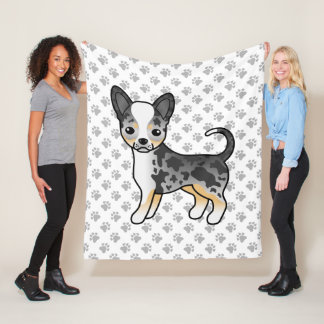 Blue Merle Smooth Coat Chihuahua Cute Dog &amp; Paws Fleece Blanket