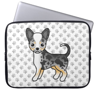 Blue Merle Smooth Coat Chihuahua Cute Dog &amp; Paws Laptop Sleeve
