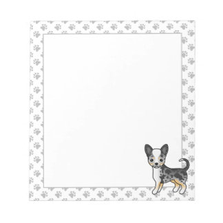 Blue Merle Smooth Coat Chihuahua Cute Dog &amp; Paws Notepad