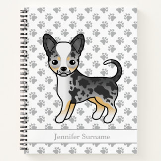 Blue Merle Smooth Coat Chihuahua Dog &amp; Custom Text Notebook