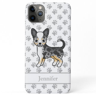 Blue Merle Smooth Coat Chihuahua Dog &amp; Name iPhone 11 Pro Max Case