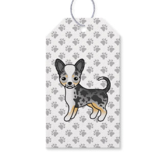 Blue Merle Smooth Coat Chihuahua Dog &amp; Paws Gift Tags