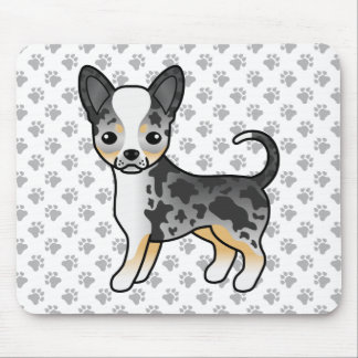Blue Merle Smooth Coat Chihuahua Dog &amp; Paws Mouse Pad