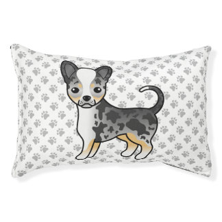 Blue Merle Smooth Coat Chihuahua Dog &amp; Paws Pet Bed