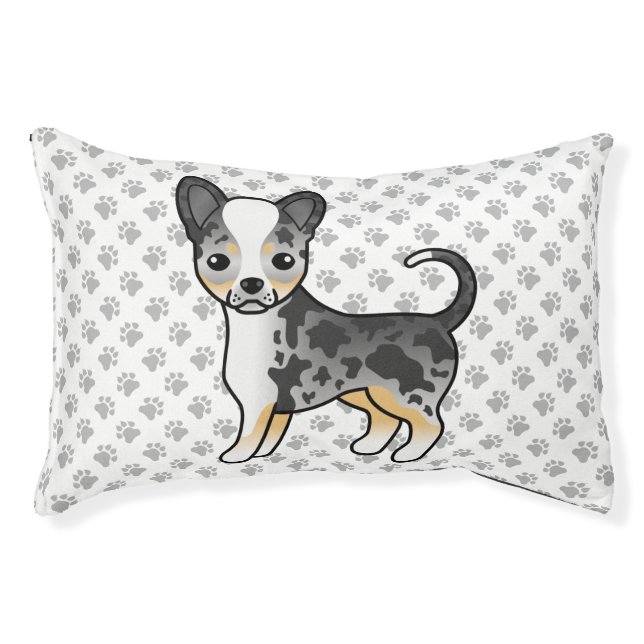 Blue Merle Smooth Coat Chihuahua Dog & Paws Pet Bed (Front)