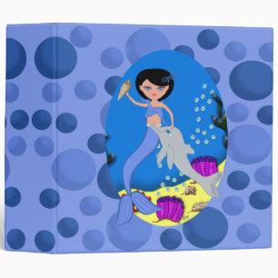 Blue Mermaid and Dolphin 2" Avery Binder
