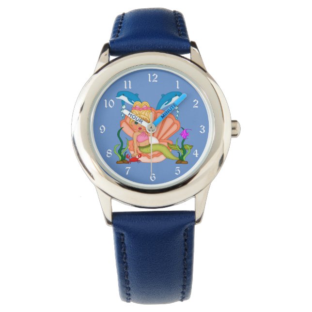 Blue Mermaid and Dolphins Watch (Front)