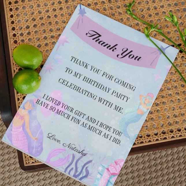 Blue Mermaid Birthday party|| thank you birthday  Postcard (Creator Uploaded)