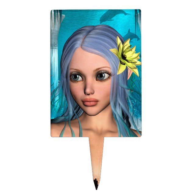 Blue Mermaid Cake Topper (Front)