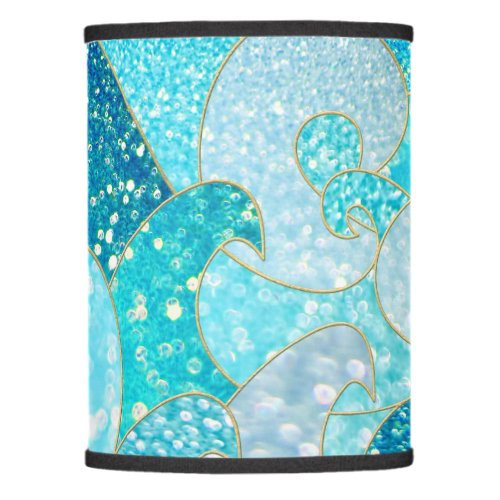 Blue Mermaid Faux Glitter Sea_ Teal Gold Ocean Lamp Shade