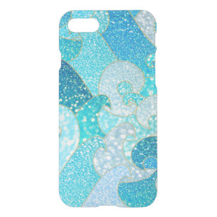 Blue Mermaid Faux Glitter Sea- Teal Gold Ocean iPhone SE/8/7 Case