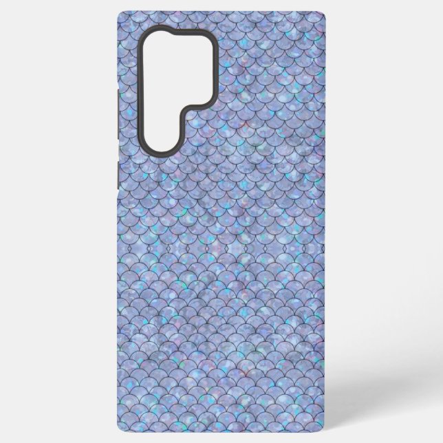 Blue Mermaid Fish Scales Holographic Glam Trendy  Samsung Galaxy Case (Back)