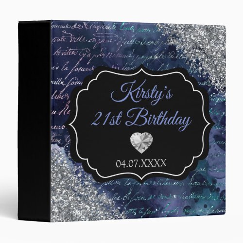 Blue Mermaid Glitter Birthday Photo Album 3 Ring B 3 Ring Binder