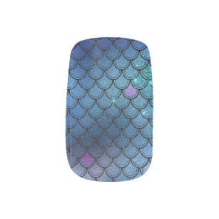 Blue Mermaid Glitter Minx Nail Art