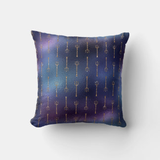 Blue Mermaid Glitter - Trident pattern - Throw Pillow