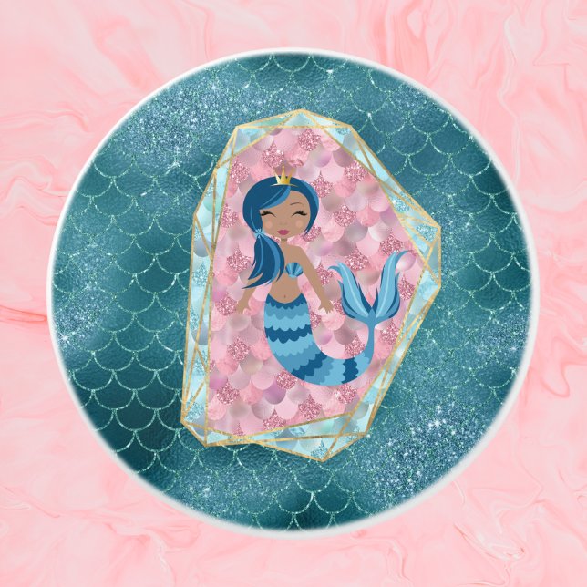 Blue Mermaid in a Pink Shell Ceramic Knob (Creator Uploaded)