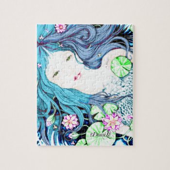 Blue Mermaid Jigsaw Puzzle by NotionsbyNique at Zazzle