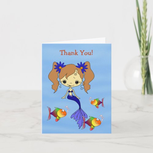 Blue Mermaid Kids Thank You Card